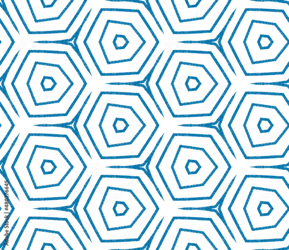 Geometric seamless pattern. Blue symmetrical Geometric seamless pattern. Blue symmetrical