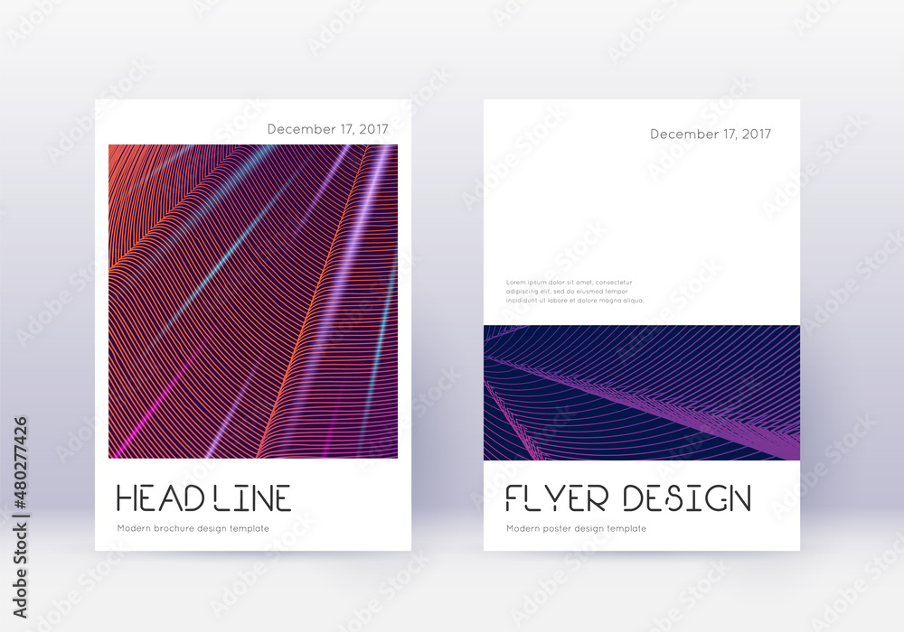 Minimal cover design template set. Violet abstract