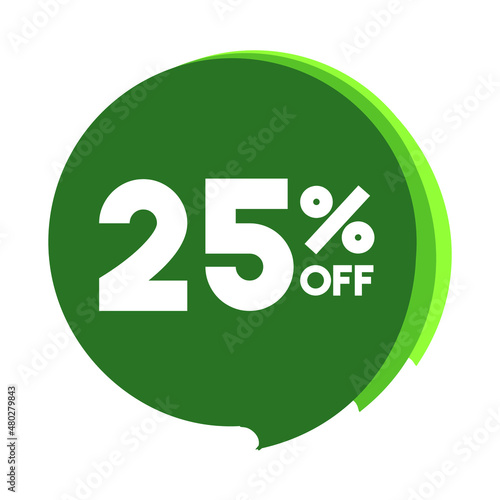 25 off sale green balloon in a white background