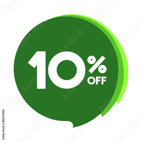 10 off sale green balloon in a white background