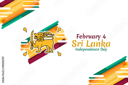 February 4, Independence day of Sri Lanka vector illustration. Suitable for greeting card, poster and banner.