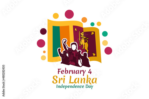 February 4, Independence day of Sri Lanka vector illustration. Suitable for greeting card, poster and banner.