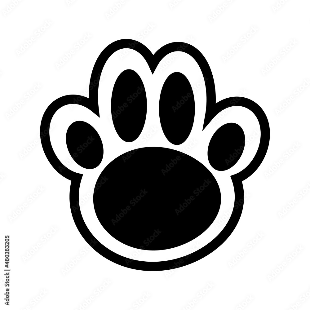 Paw paw silhouette icon. Dog and cat footprints. Vector.