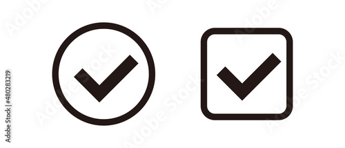 A simple set of circle and square check mark icons.