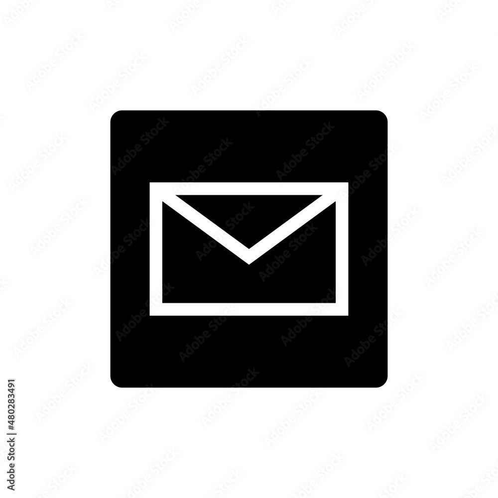 Mail icon in a black box. Vector. Mail icon in a black box. Vector.