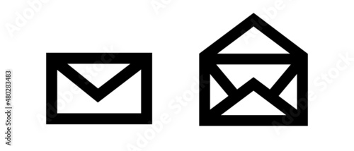 Mail and open mail icons. Vectors.