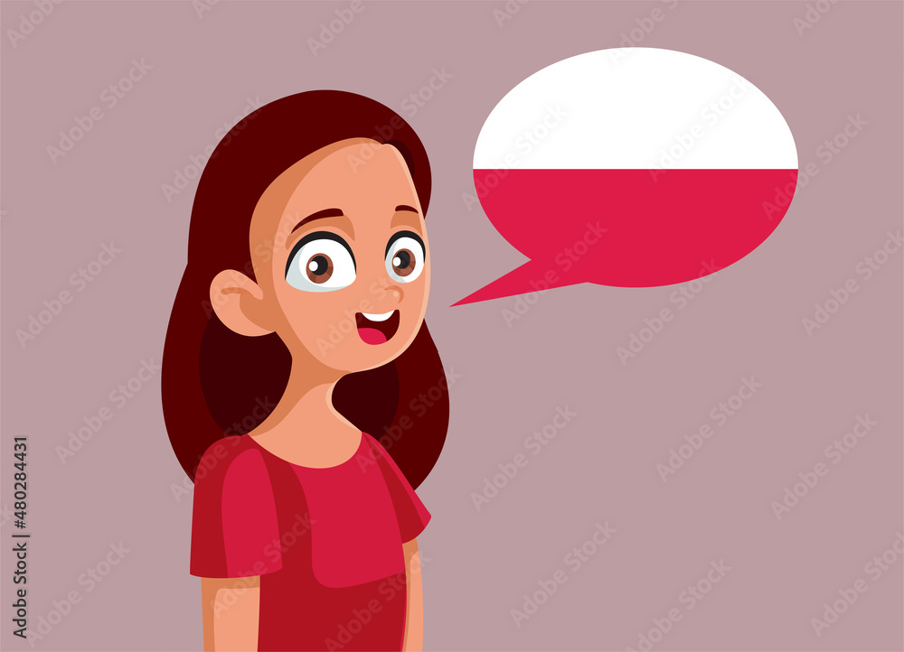Teen Girl Speaking Polish Language Vector Cartoon Stock Vector | Adobe Stock