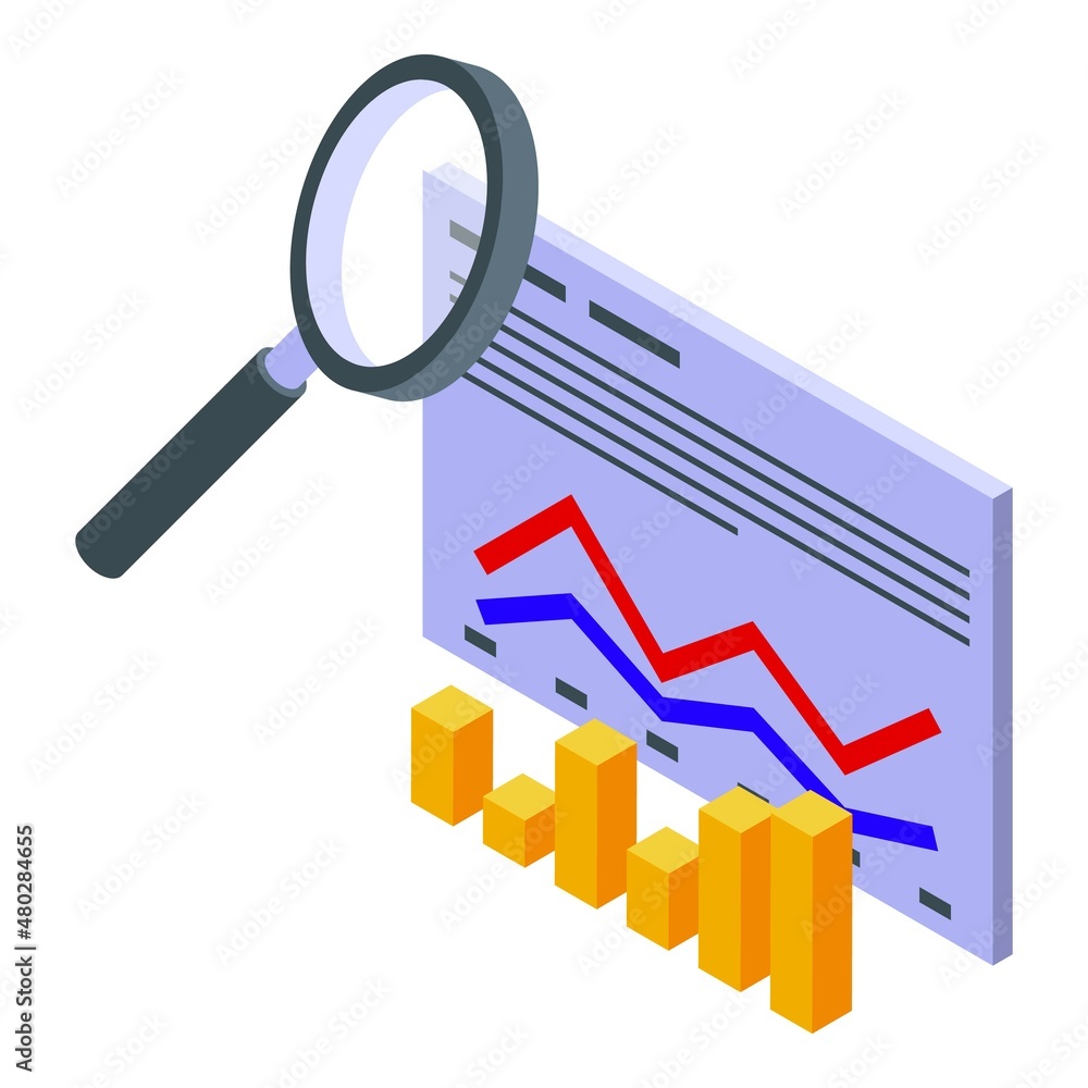 Report data icon isometric vector. Business performance. Company monitor Report data icon isometric vector. Business performance. Company monitor