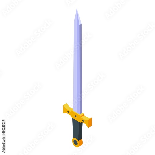 Medieval sword icon isometric vector. King history. Story history