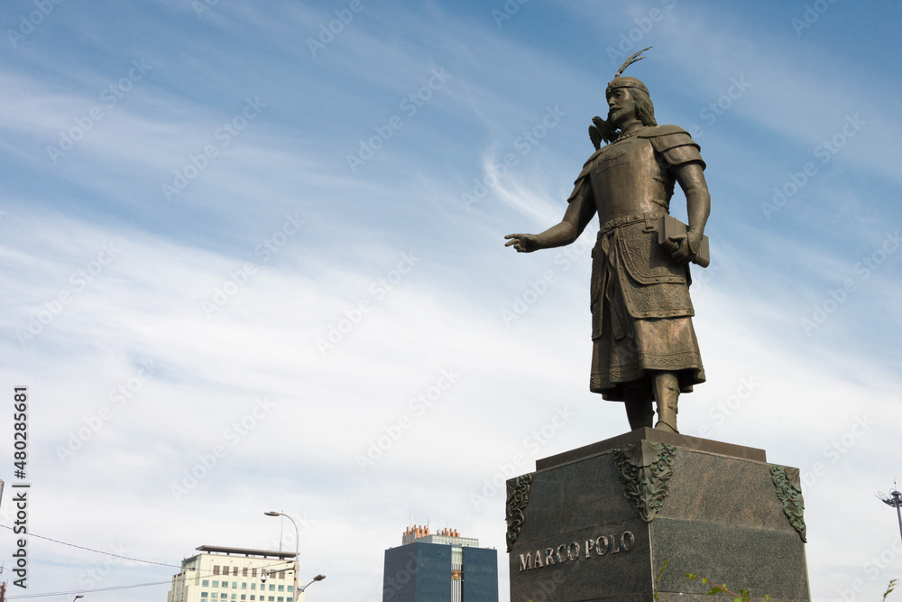 ULAANBAATAR, MONGOLIA - Jun 25 2017: Marco Polo Statue in Ulaanbaatar,  Mongolia. Marco Polo (1254-1324) was an Italian merchant, explorer. Stock  Photo | Adobe Stock