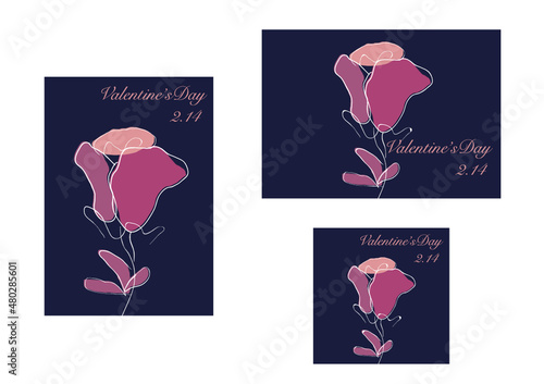 手描きバレンタインポスター　イラスト素材　Valentine Hand drawn illustration