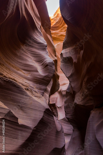 Fancy pattern of sandstone rock formation in Lower Antilope Canyon, Navajo Indian Land, Arizona