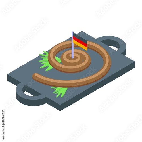 German sausage icon isometric vector. Dish food. Dinner cuisine