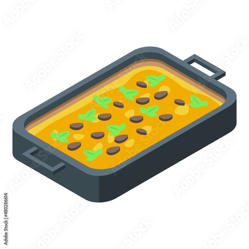 Home lasagne baking icon isometric vector. Pasta food. Cooking dish
