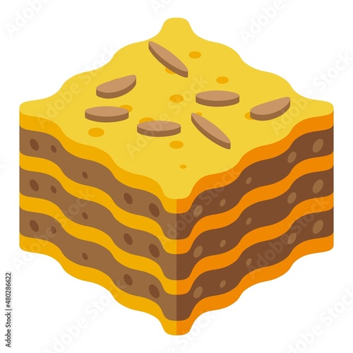 Lasagne food icon isometric vector. Italian pasta. Dish portion