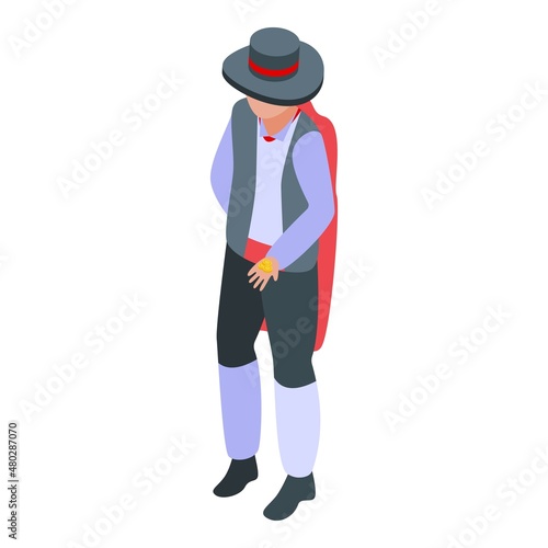 Traditional gondolier icon isometric vector. Venice gondola. Boat travel