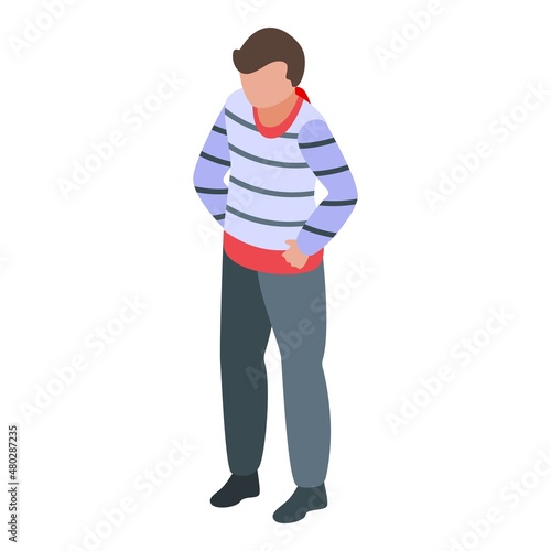 Young gondolier icon isometric vector. Venice boat. Venezia travel