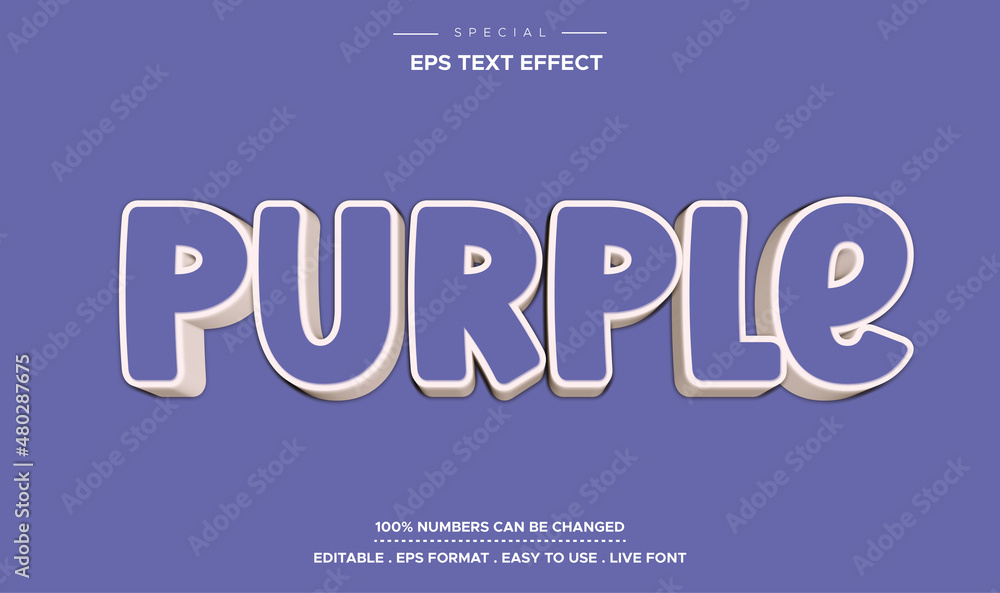 Purple  editable 3d text effect with color of the year