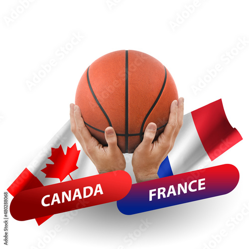 Basketball competition match, national teams canada vs france photo