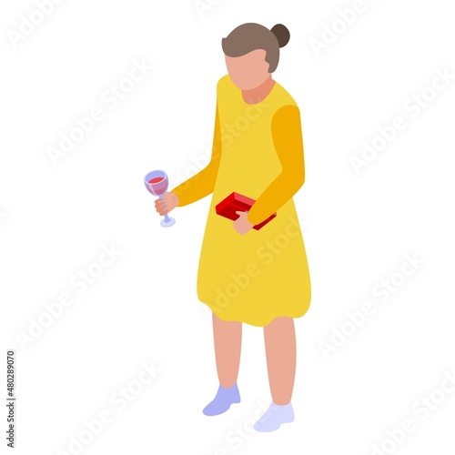 Street wine glass icon isometric vector. Cafe city. Shop store