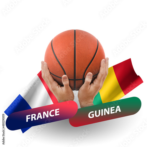 Basketball competition match, national teams france vs guinea photo