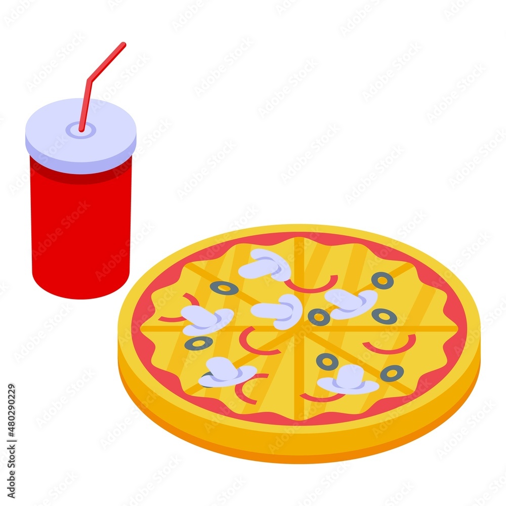 Pizza kids party icon isometric vector. Happy cute. Sweet gift Pizza kids party icon isometric vector. Happy cute. Sweet gift