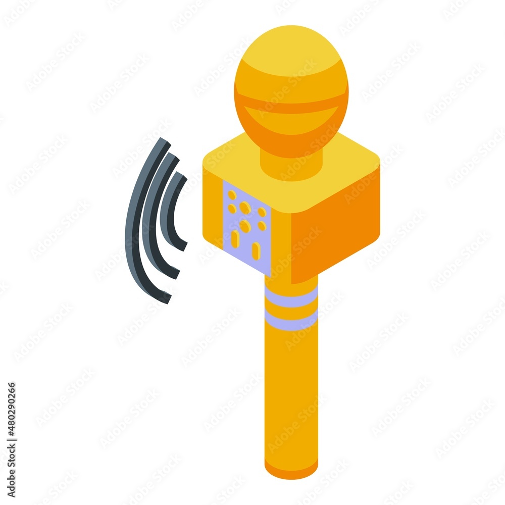 Kids party microphone icon isometric vector. Happy birthday. Child sweet Kids party microphone icon isometric vector. Happy birthday. Child sweet