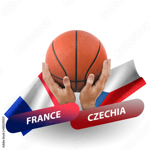 Basketball competition match, national teams france vs czechia photo