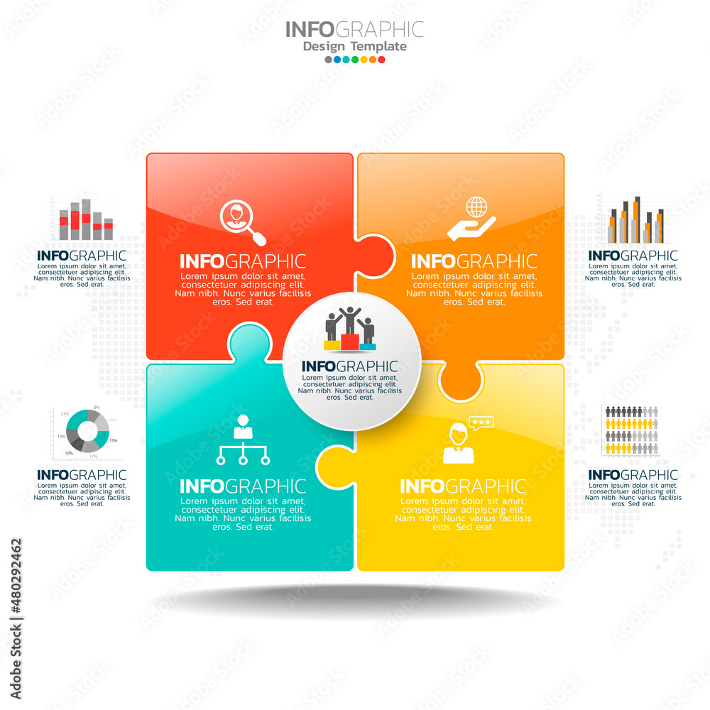 Business circle infographic elements with 4 options or steps. Business circle infographic elements with 4 options or steps.