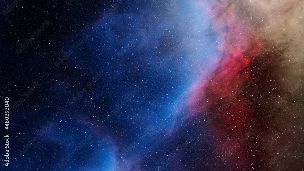 Obraz premium Space background with realistic nebula and shining stars. Colorful cosmos with stardust and milky way. Magic color galaxy. Infinite universe and starry night. 3d render