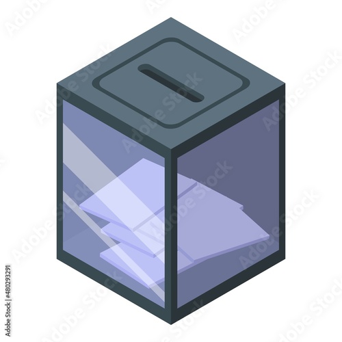 Transparent election box icon isometric vector. Man process. Card candidate