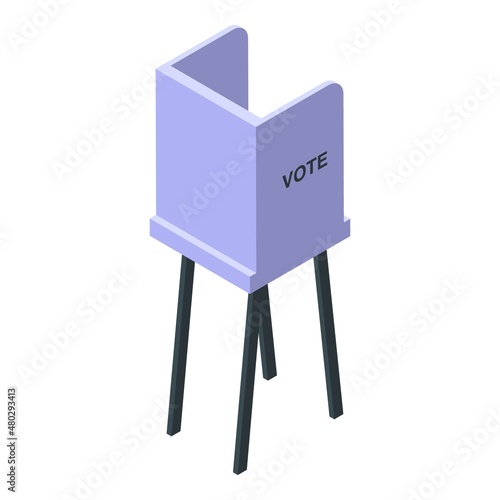Vote cabine icon isometric vector. Booth election. People democracy photo