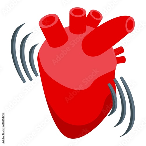 Human heart palpitation icon isometric vector. Attack anxiety. Chest pain