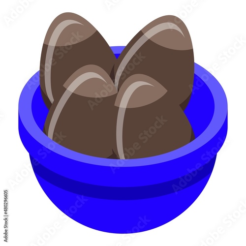 Pot chocolate egg icon isometric vector. Easter surprise. Candy milk