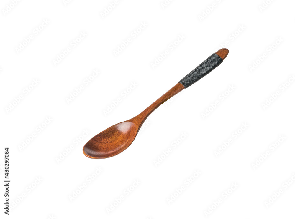 Handmade dark wood spoon isolated on a white background. Handmade dark wood spoon isolated on a white background.