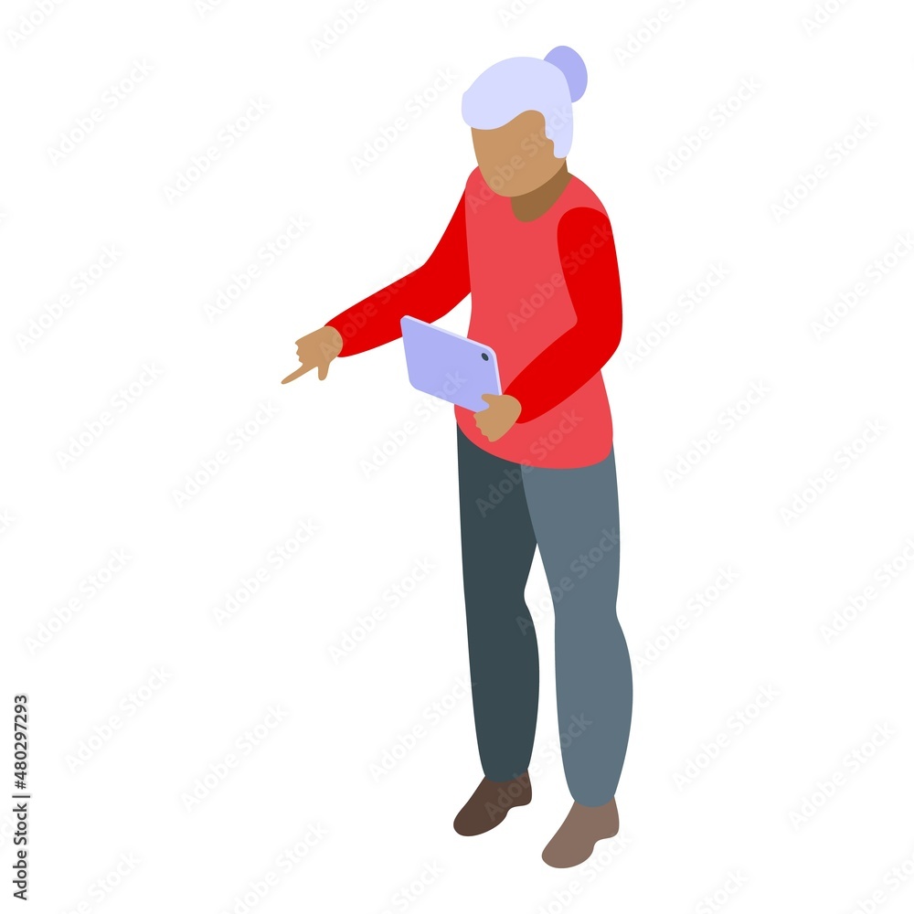 Grandma travel photo icon isometric vector. Old man. Couple person Grandma travel photo icon isometric vector. Old man. Couple person