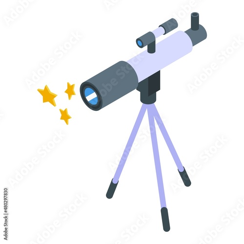 Stars telescope icon isometric vector. Science cosmos. Astronomy view