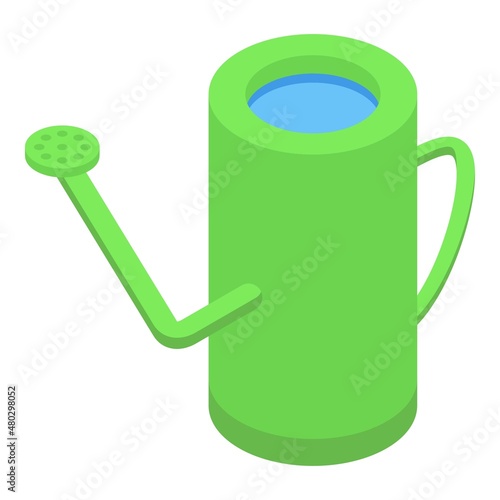 Garden watering can icon isometric vector. Man plant. Farmer bush