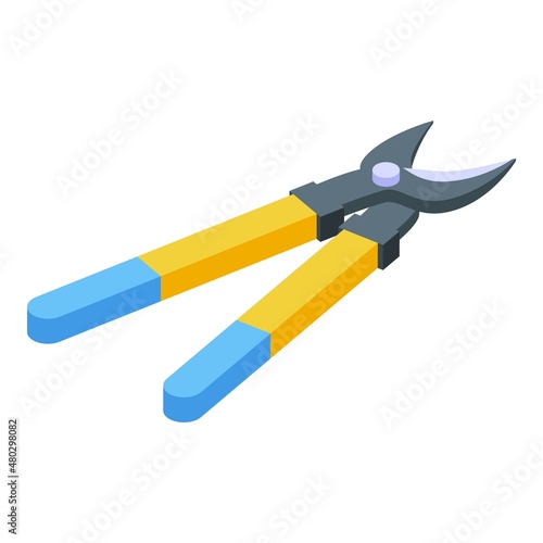 Bush scissors icon isometric vector. Tree trim. Garden maintenance
