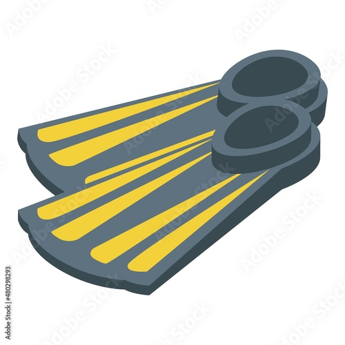 Diving flippers icon isometric vector. Underwater diver. Jump deep