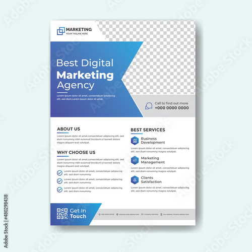 Marketing agency flyer template in vector