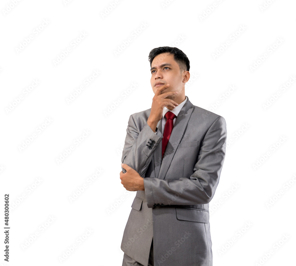 businessman thinking while looking up to copyspace businessman thinking while looking up to copyspace