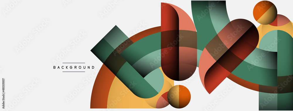 Geometric abstract background. Round shapes, circles, lines composition for wallpaper banner background or landing page Geometric abstract background. Round shapes, circles, lines composition for wallpaper banner background or landing page