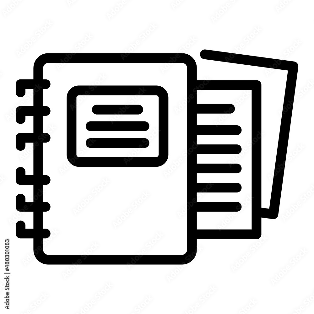 School notebook icon outline vector. Elearning team. Online education School notebook icon outline vector. Elearning team. Online education