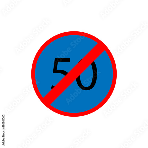 Free Download End 50 kilometres minimum speed limit. Warning icon. Blue and red. Road traffic sign. Vector illustration. Stock image.  - GFXLoad