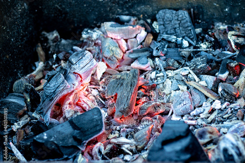 Burning coals in the fire