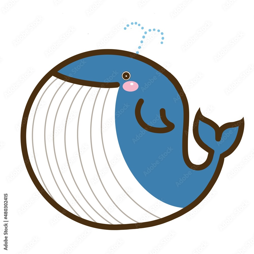 海のいきもの かわいいイラスト素材 クジラ Stock Illustration Adobe Stock