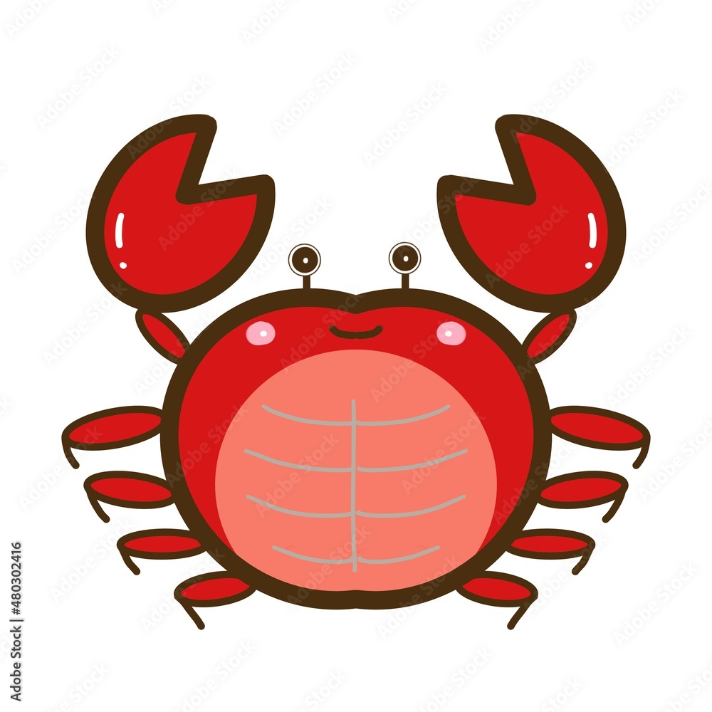 Fototapeta premium 海のいきもの かわいいイラスト素材 カニ 