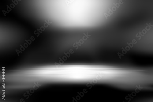 perspective floor backdrop black room studio with gray gradient spotlight backdrop background for display your product or artwork 