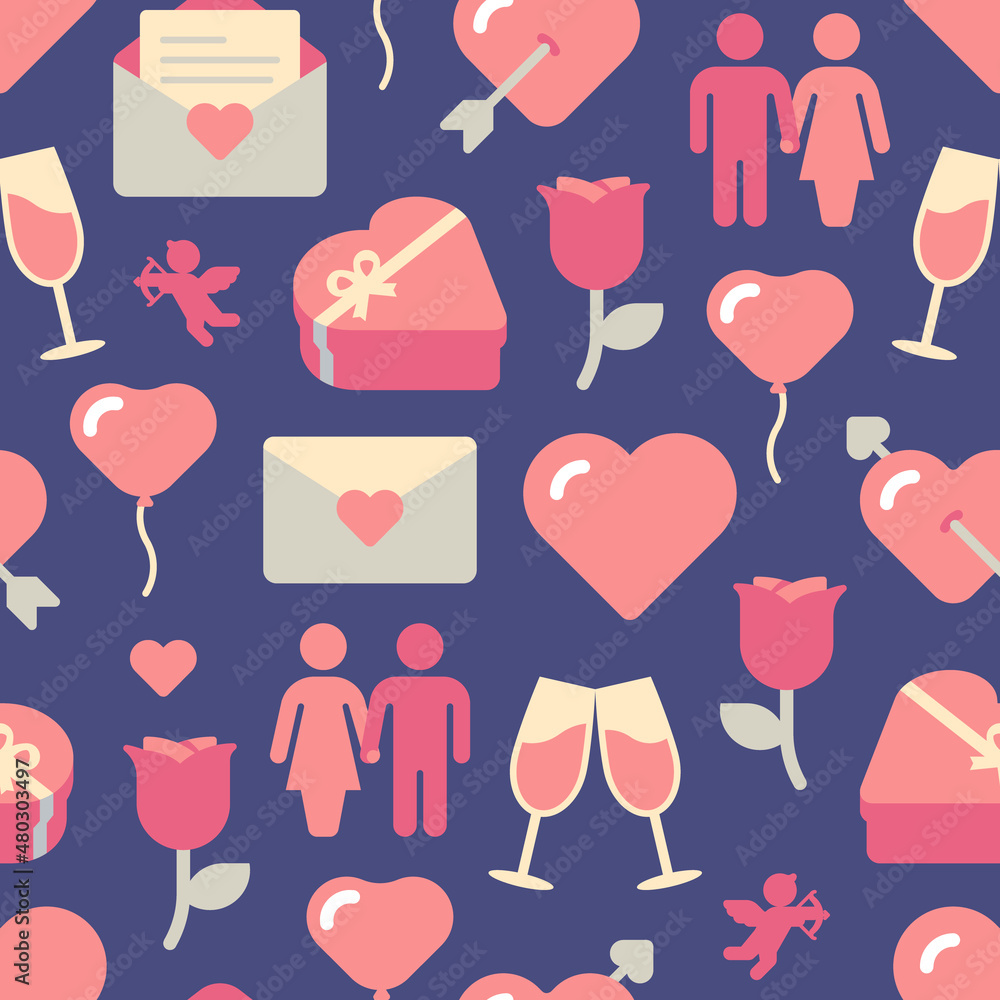 Pastel colored Valentine's day and wedding seamless pattern. Pastel colored Valentine's day and wedding seamless pattern.